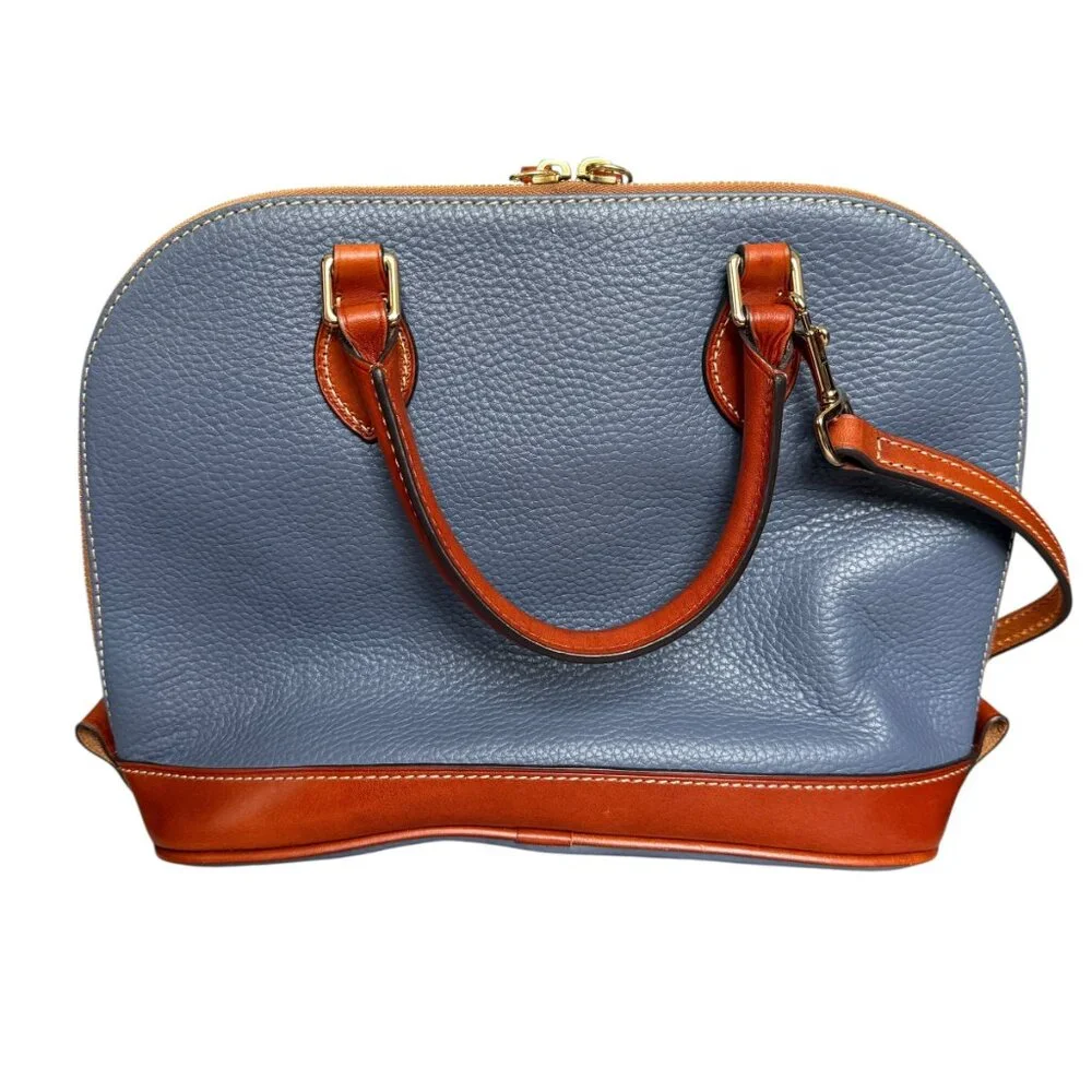 Dooney & Bourke pebble grain zip zip leather satchel crossbody blue